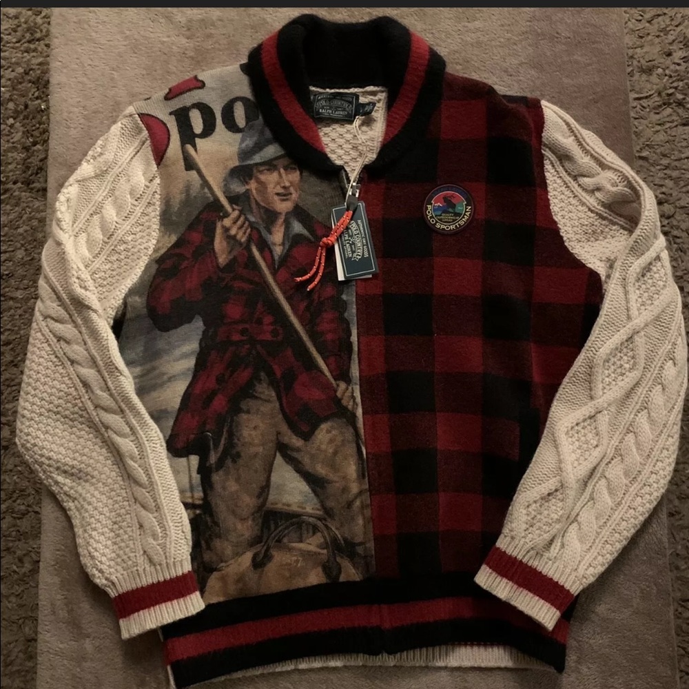 Ralph Lauren Sportsman Patchwork Wool Cardigan